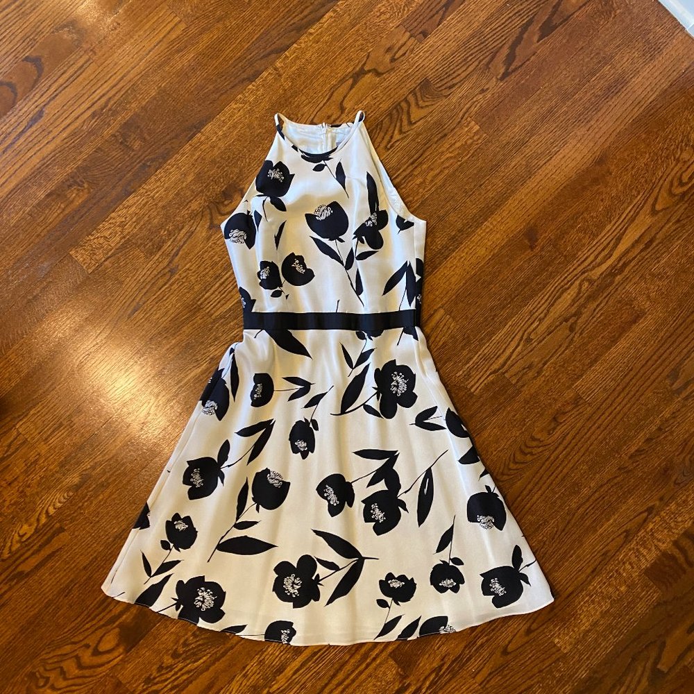 LAST CHANCE: Ann Taylor Black/White Floral Silk Dress - Size 4